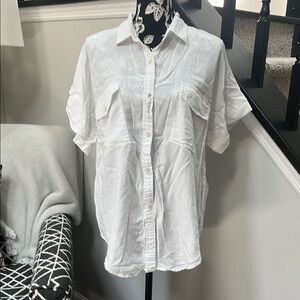 Thread & Supply White Shirt Sleeve Button Down Shirt-XL
